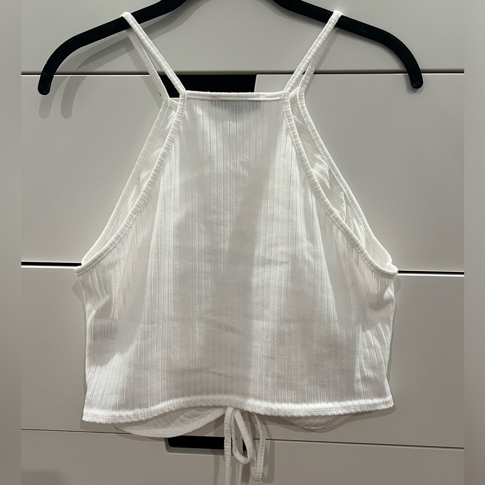 Missguided White Rib Ruched Racer Back Top - Picture 2 of 2